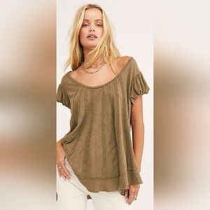 FREE PEOPLE WE THE FREE STAR TEE GREEN WOMEN’S EXTRA SMALL